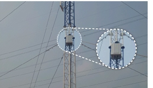 Compact ICS outdoor repeater installed on a tower